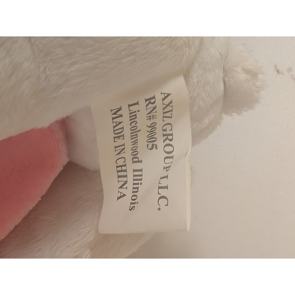 Plush White Teddy Bear Baby Bootie Holder Pink Bow & Scarf AXT Group LLC - Picture 3 of 3